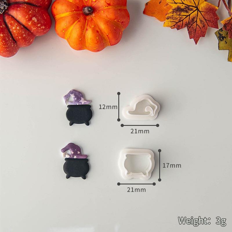 Halloween Series Cartoon Elements Soft Pottery Polymer Clay Cutter Mold Pumpkin Skull Shape DIY Earring Pendant Crafting Tools