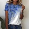 Women's T Shirt Basic Marble Print Short Sleeve Regular Tops Round Neck Casual Weekend Red Blue Purple Green