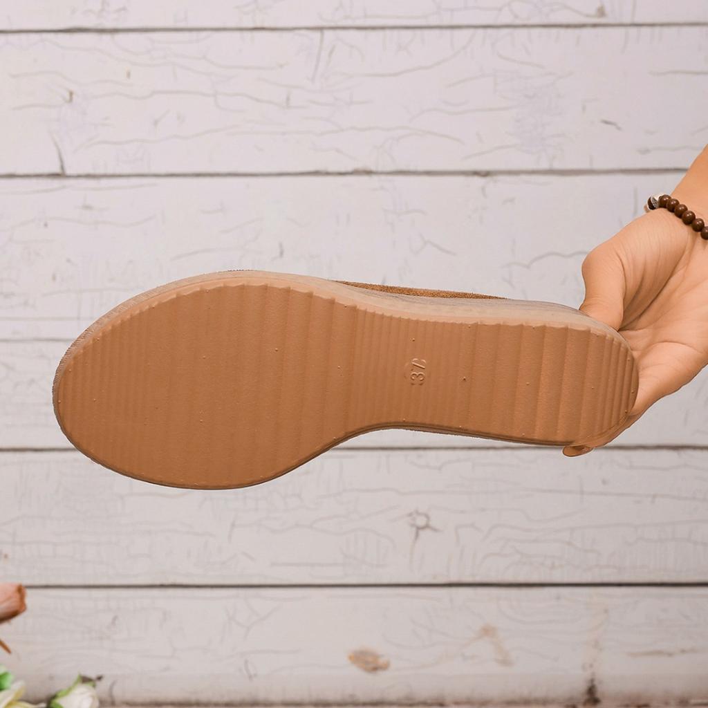 Fall 2025 New Suede Wedge Shoes Women's Plus Size Platform Retro One-foot Low-top Shoes