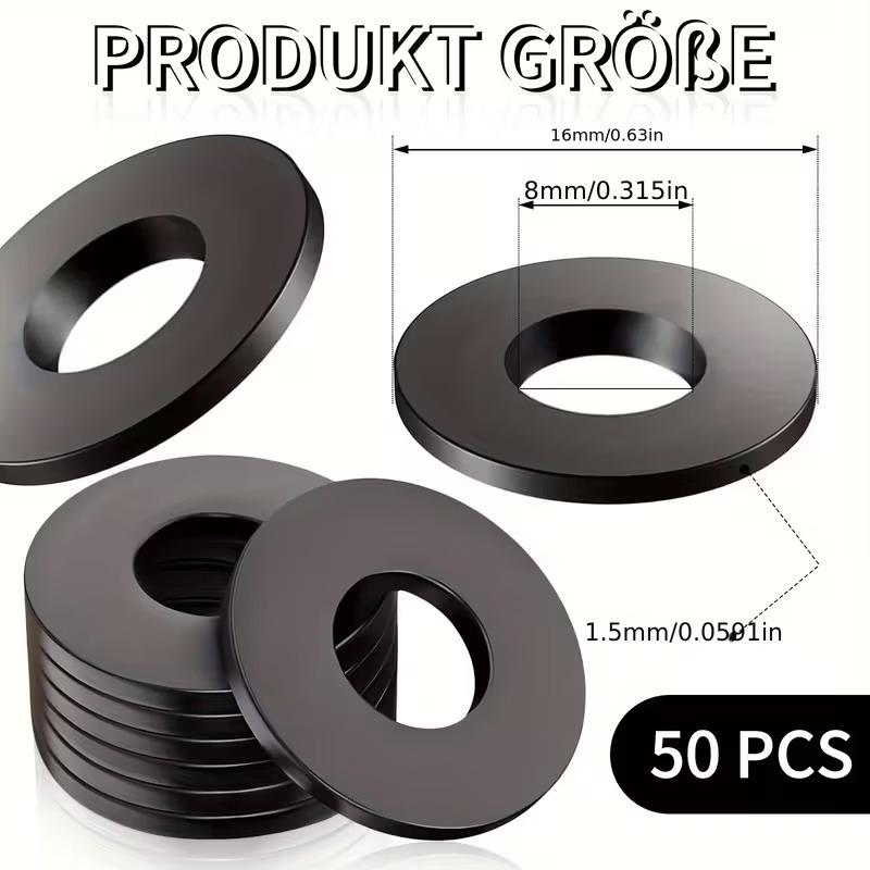120-Piece Black Nylon Insulating Flat Washer Set with Plastic Gaskets