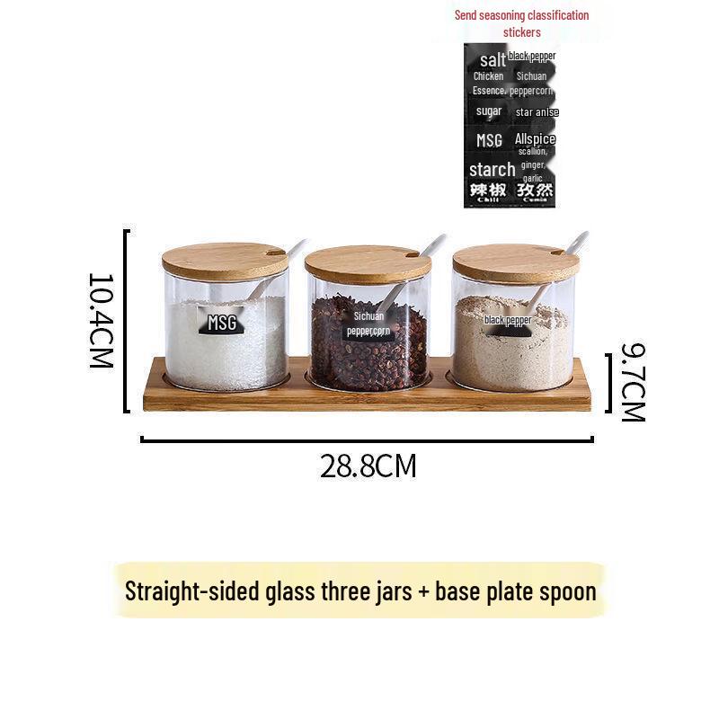 Glass Seasoning Jar Set with Bamboo Tray