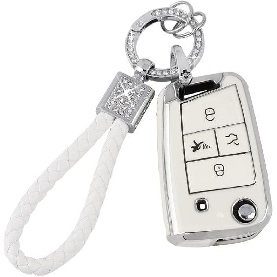 PIFOOG Key Fob Cover For Cadillac SRX CTS CT6 XTS XT5 XT6 XT4 ATS Accessories TPU 5 Button Keys Case Shell Protecor Glitter Car Keychain Girly Women