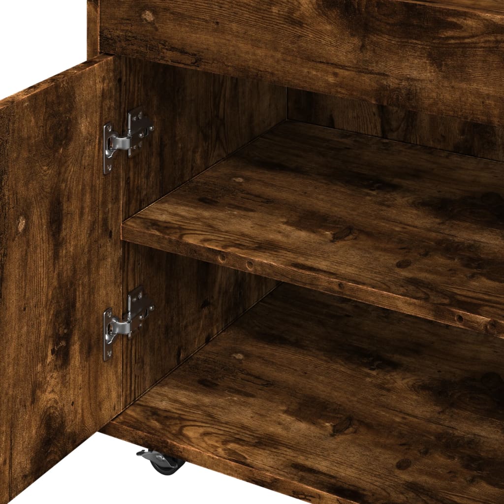 Bar Cart Smoked Oak 60 x 39.5 x 89 cm Engineered Wood