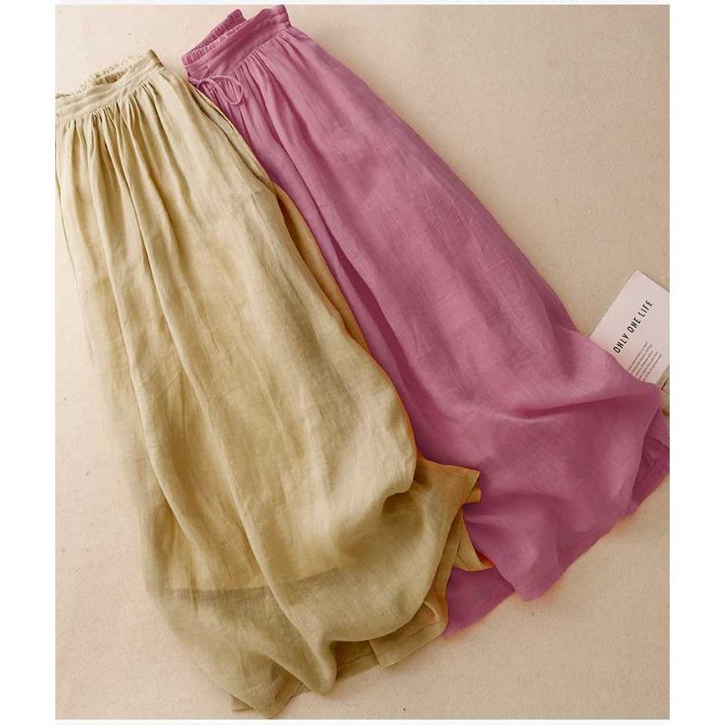 Elastic Waist Wide Leg Loose Double Layer Skirt