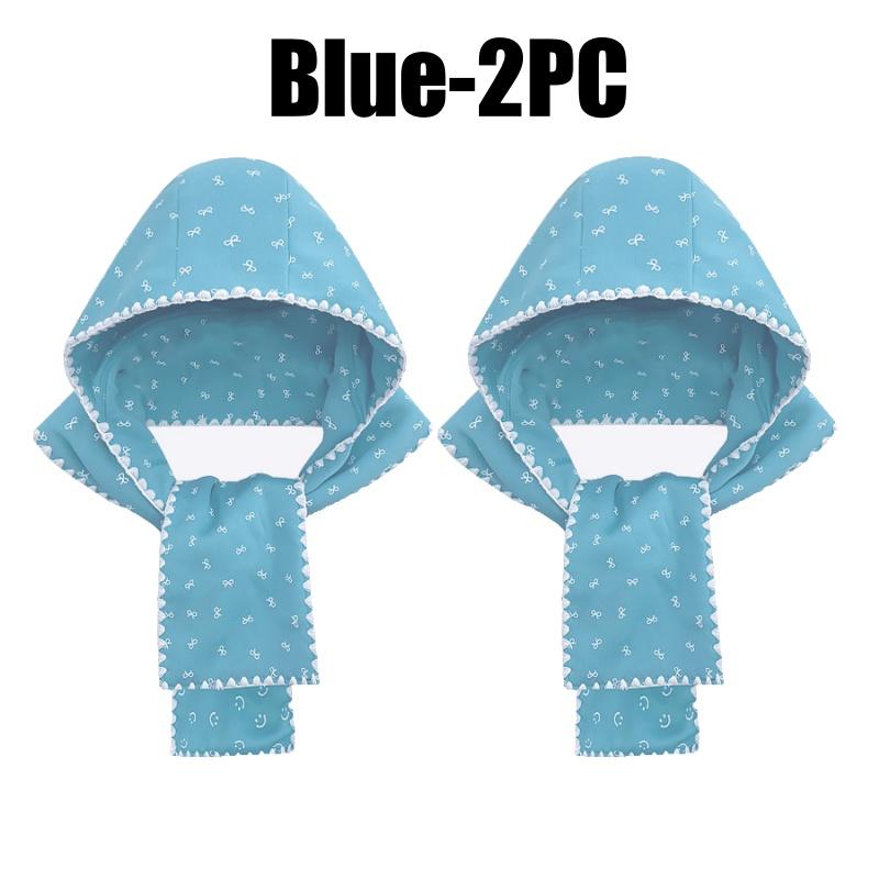 Korean Style Print Bow Hat Scarf Winter Warm Fleece Lined Cute Women Beanie Neck Warmer Integrated Fashion Accessory