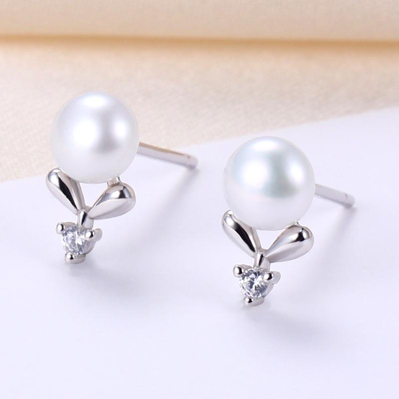 

Маленькие серьги из натурального жемчуга, серебро 925 пробы, простые серьги с одним бриллиантом, серьги с милым жемчугом, темпераментные серьги, серьги в стиле INS 925 silver