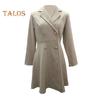 Fall Winter Women Jacket Double-breasted A-line Slim Fit Turn-down Collar Tight Waist Pure Color Formal Business Office Dress Long Sleeve Commuting