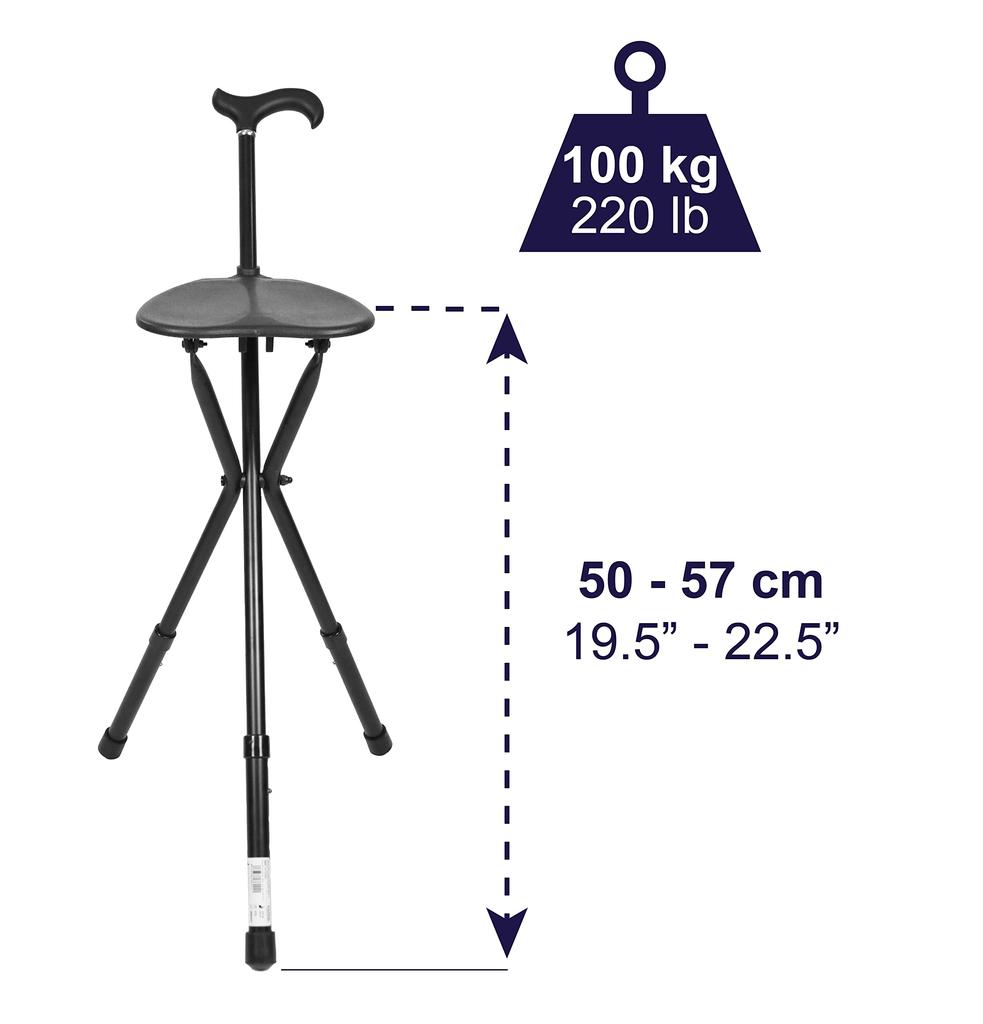 KMINA PRO Cane Chair for Adults Adjustable Foldable Walking Cane with Seat for Adjustable Cane with Travel Cane with Chair for Aluminum Cane for Men