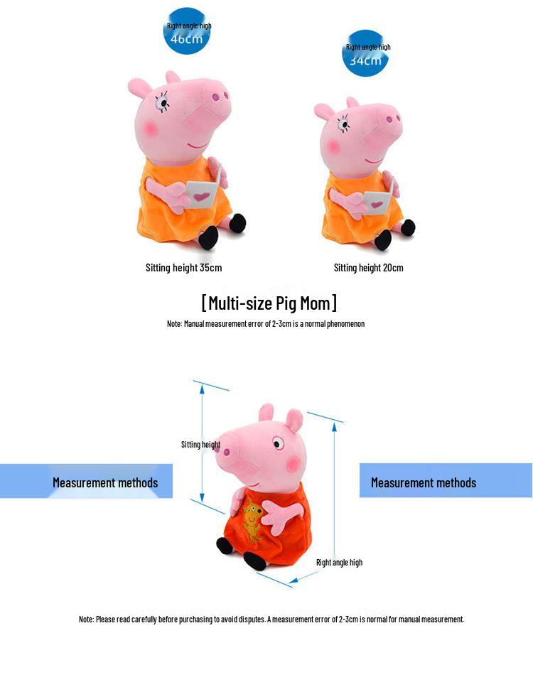 Changyi Peppa Pig Family Plush Set: George, Dinosaur, Grandpa, Grandma, Mom, Dad