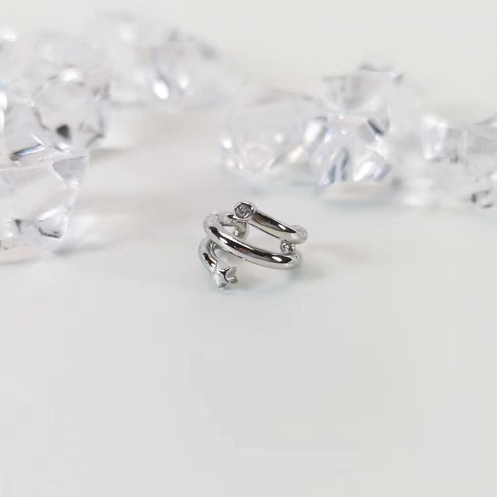 Серебряный ушной кафф в виде звезды - На зажим, Холодный стиль, Простой дизайн