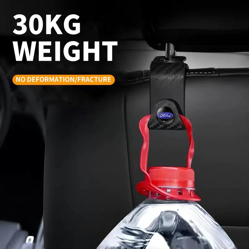 Carbon Fibre Hooks Car Seat Headrest Storage Hanger For Ford Raptor Fiesta Focus2 3 4 Mondeo Ecosport Mustang Fusion Accessories