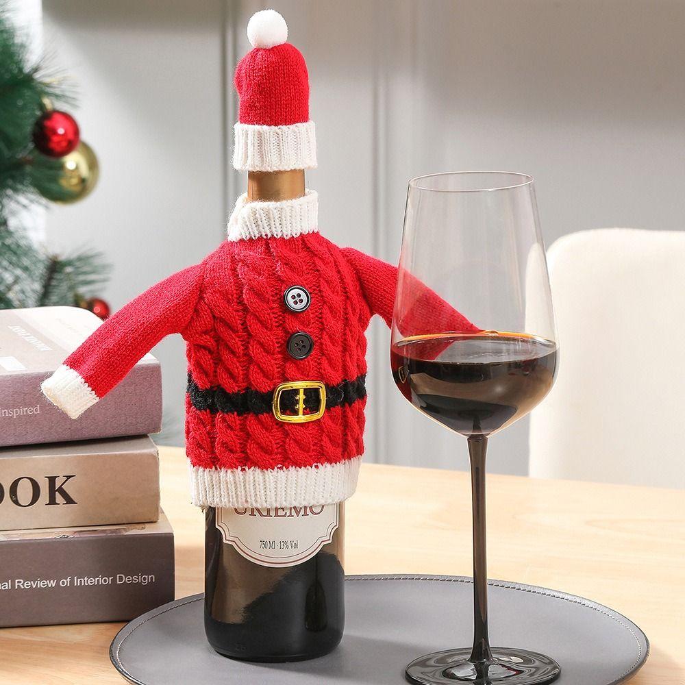 DIY Christmas Wine Bottle Cover Creative Wine Bottle Knitted Sweaters Party Supplies