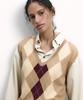 NOHANT Cashmere Blended Argyle Vest Beige