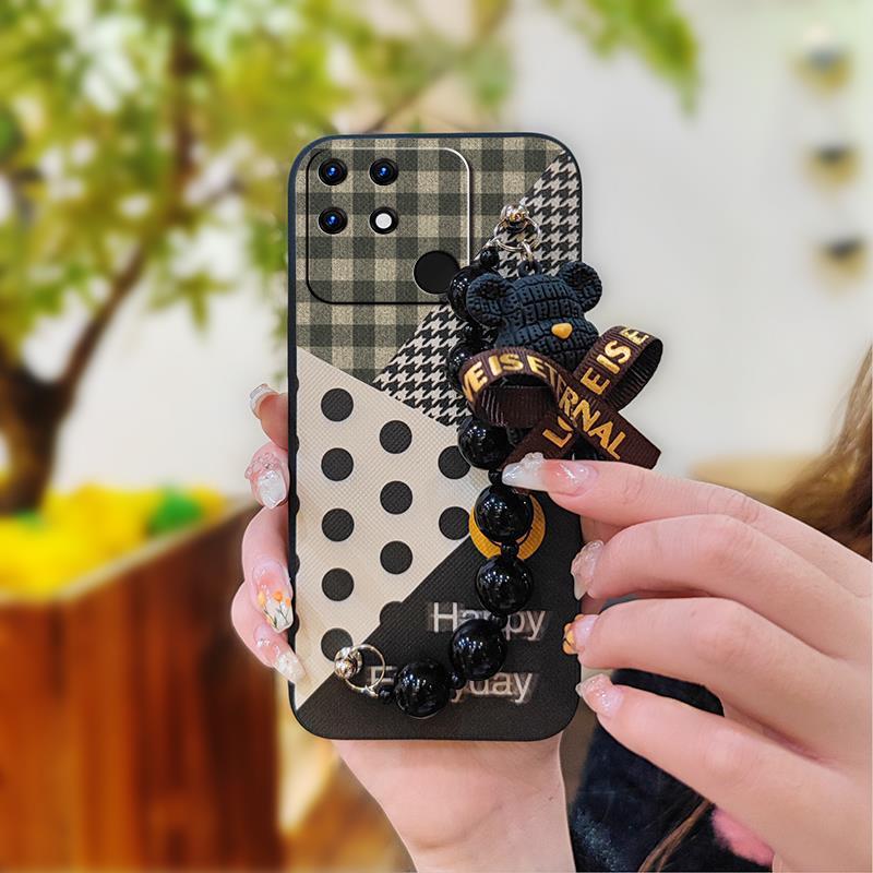 Anti-knock Cute Phone Case For OPPO Realme Narzo 50A Silicone Black Pearl Pendant Dirt-resistant Skin-friendly Feel