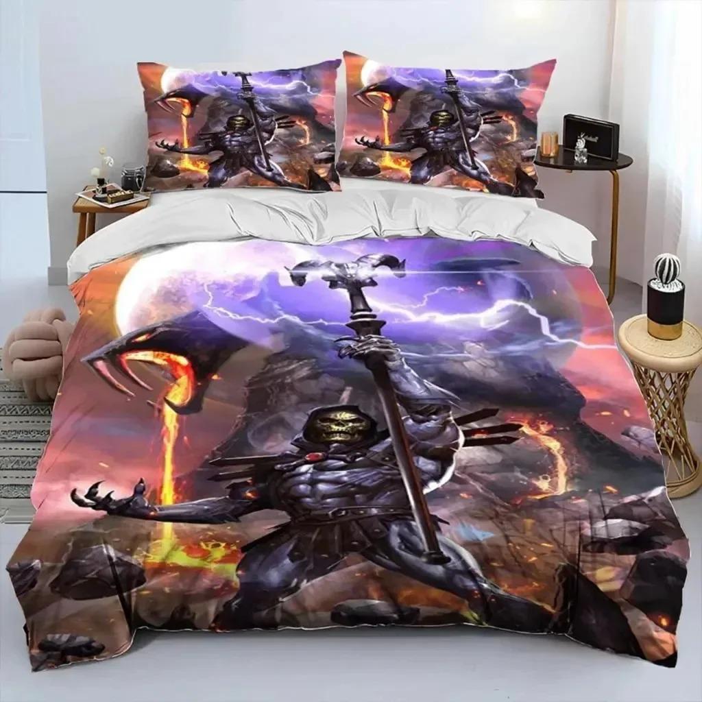 He Man The Masters Of The Universe Bettwäsche-Set für Jungen und Mädchen, Twin Queen Size, Bettbezug, Kissenbezug, Bett, Kinder, Erwachsene