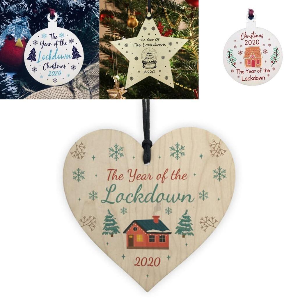 Christmas Decorations Gift Hanging Bauble Wooden The Year Of The 2020 Lockdown
