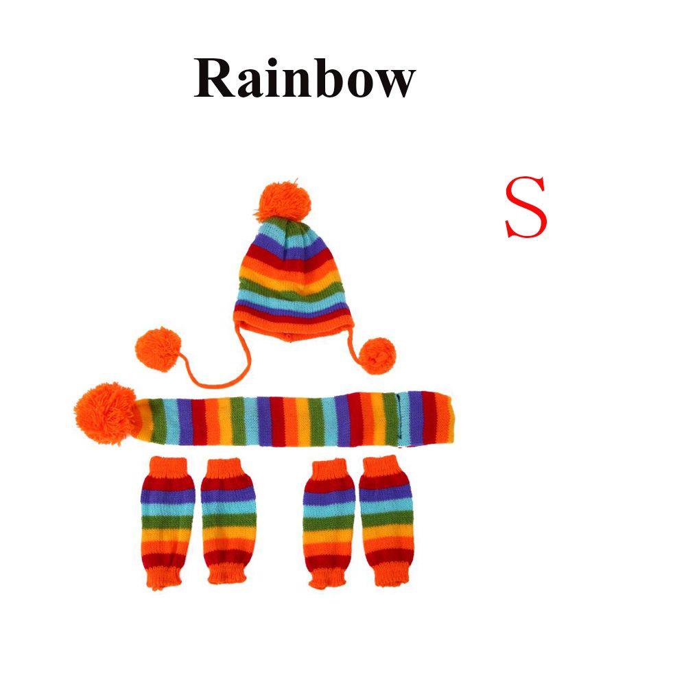 6Pcs/Set Cosplay Dressing Up Stripe Knitted Puppy Costume Pet Warm Hat Scarf Dog Socks Cat Clothes