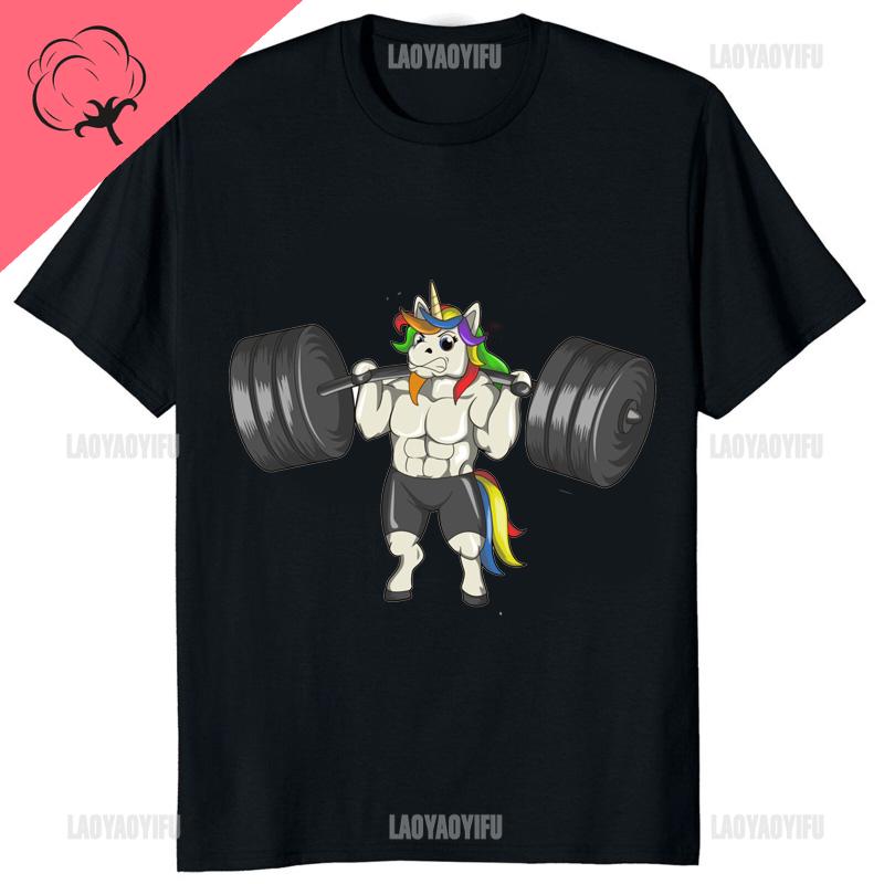 GYM Muscle Training Crossfit Rainbow Horse Tshirt Zombie Deadlift Weightlifting Halloween Fitnes Man Clothes Bodybuilding Tees