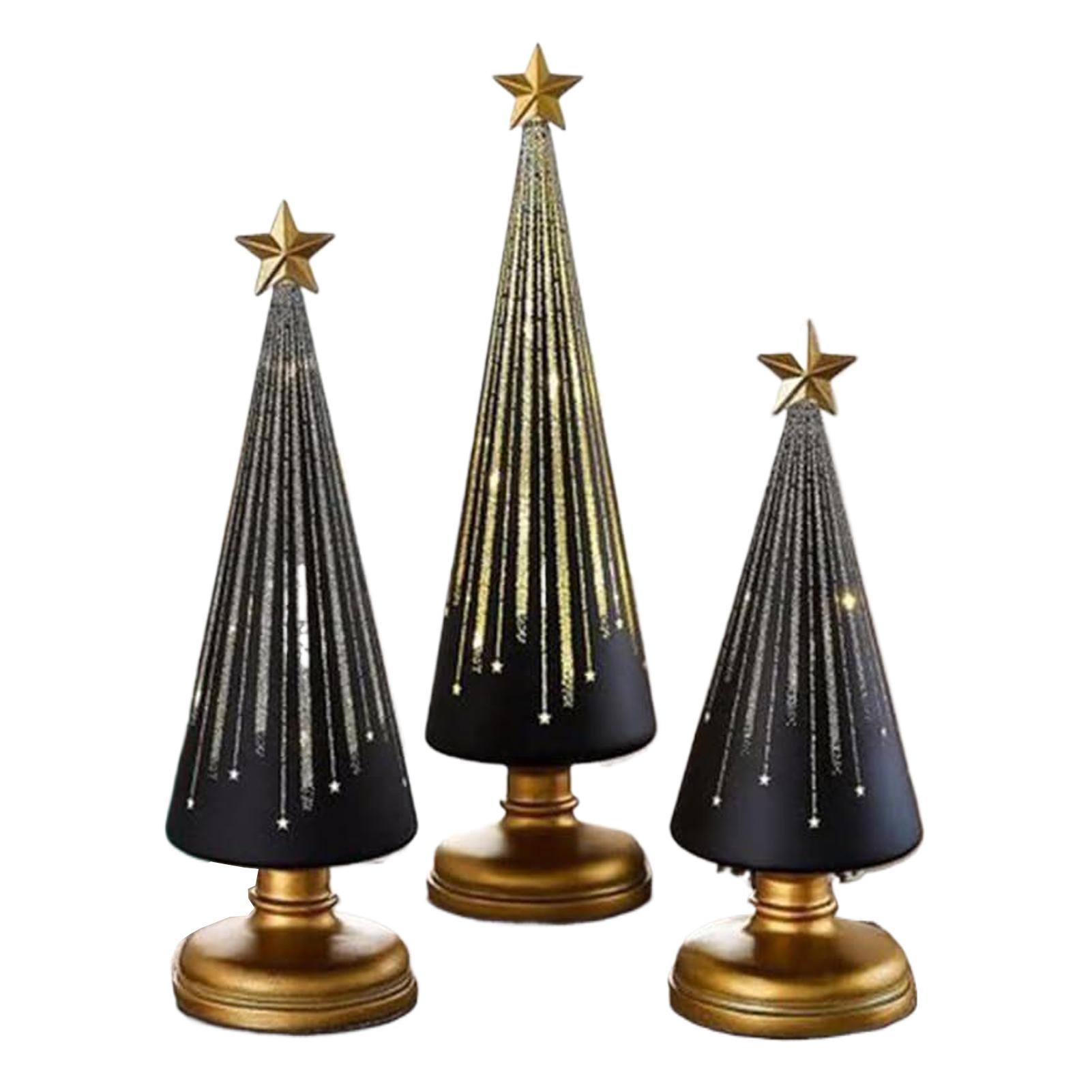 

2025 3PCS/SET Light Up Tree Christmas Decorations Christmas Tree Table Top Home Decor Party Decorations for Bedroom Living чорний