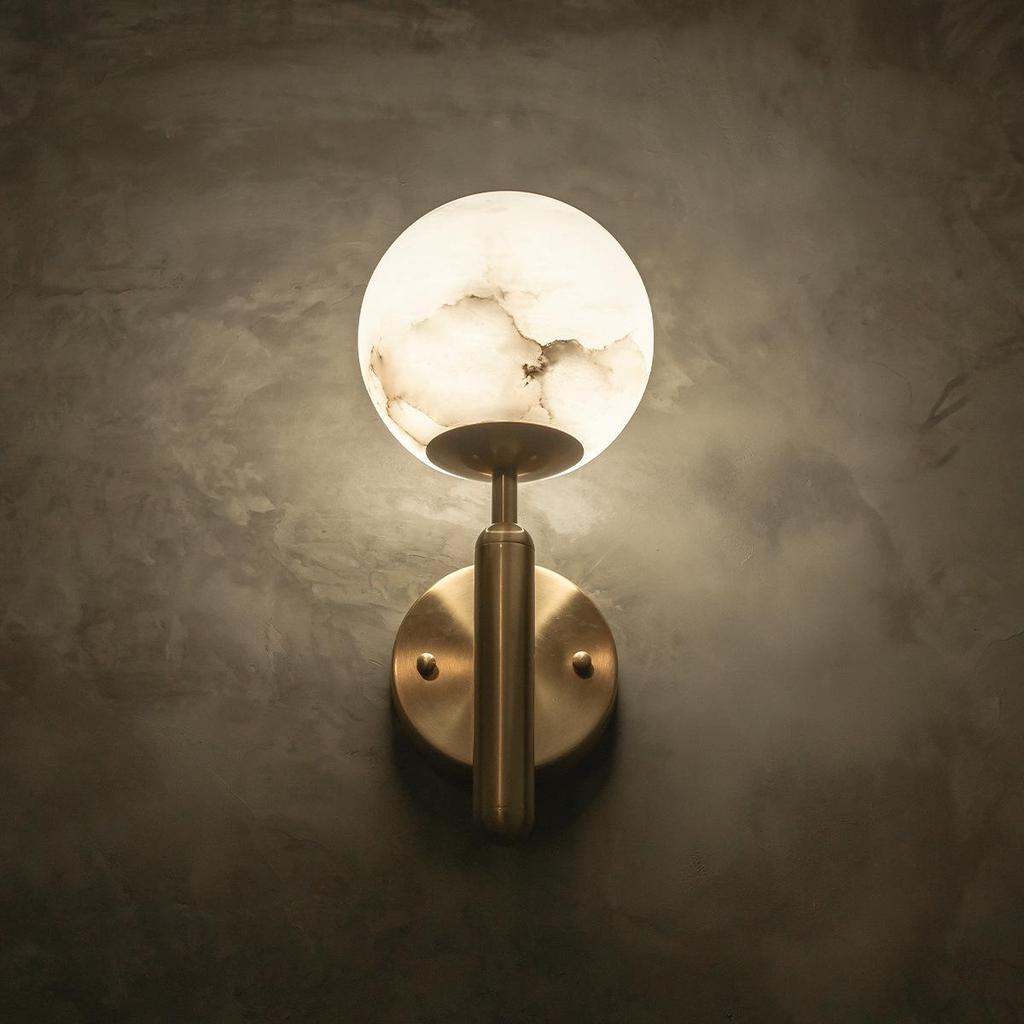 Nordic All-Copper Marble Wall Lamp for Living Room, Bedroom, and Hallway