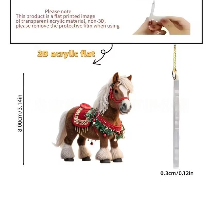 Ornament Pandantiv Acrilic 2D Cal de Crăciun Decor Festiv Pentru Interior Exterior Copaci Decorațiune Agățată Accesorii de Petrecere