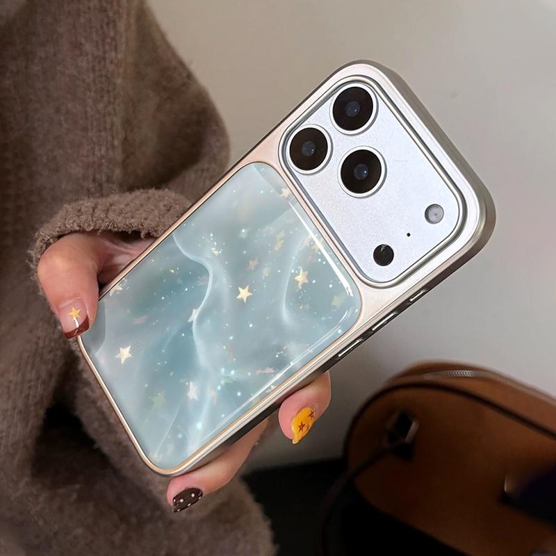 Golden star pattern phone case suitable for iPhone 17 16 15 14 13 12 11 Pro/Max/Plus anti drop and shockproof back cover