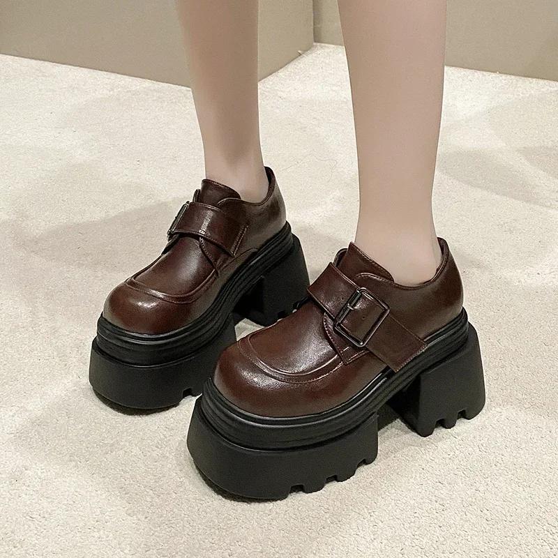 Fashion 10CM Heels Chunky Sneakers Winter Autumn Women Warm Snow Shoes Comfortable Casual Leather Shoes Plush Platform Sports Sneakers