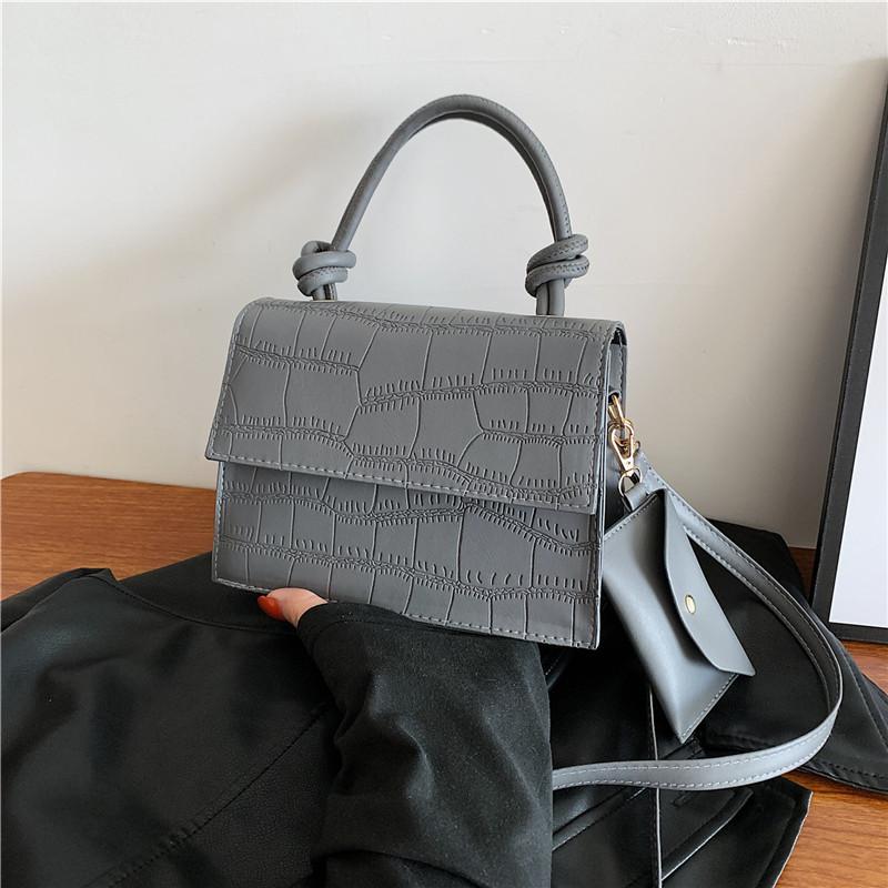 

Однотонный комплект из двух предметов в стиле кэжуал с новым газовым принтом под камень, модная простая сумка кроссбоди через плечо, портативная маленькая квадратная сумка