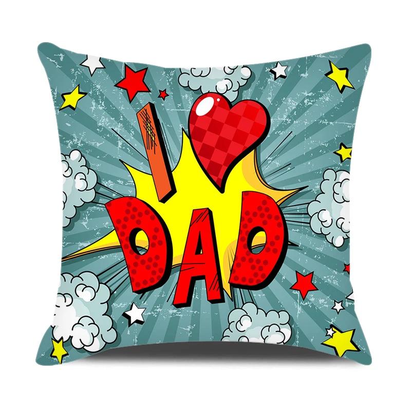 Vatertagsgeschenke Kissenbezug 18x18 Zoll Ich liebe Papa Buchstaben Dekokissenbezug Party Zuhause Dekokissenbezug für Sofa