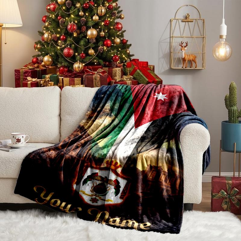 Custom Name Jordanian football Blanket Flannel Blanket for Camping, Hiking, Garden Parties, Picnic Essentials,gift for family and friend
