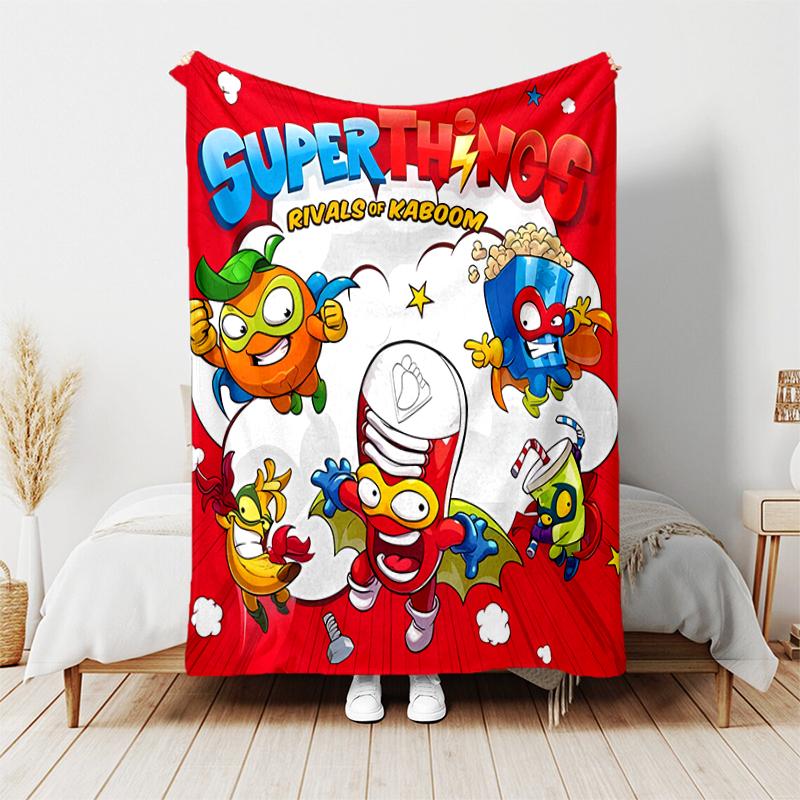1pc Blanket Superthings2 Print Design, Lightweight Blanket for Sofa, Bed- Soft &Warm, Gift for All Seasons like Christmas, Halloween