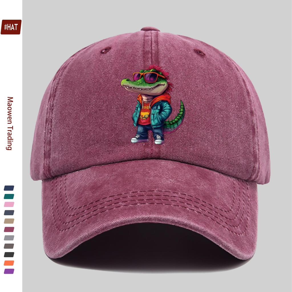 Pc Fashion Cartoon Crocodile Pattern Glasses Print Baseball Cap Home Leisure Decor Hat Cute Cartoon Print Papa Cap Adjustabl