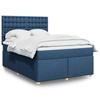Exclusive House - Slatted Bed Base with Blue Mattress 140x190 Cm Fabric