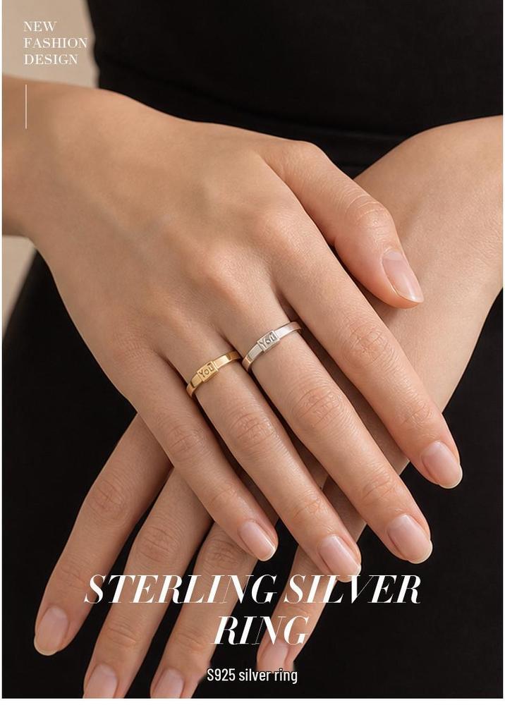 925 Sterling Silver You & Me Engraved Diamond Couple Rings - Unisex Personalized Design