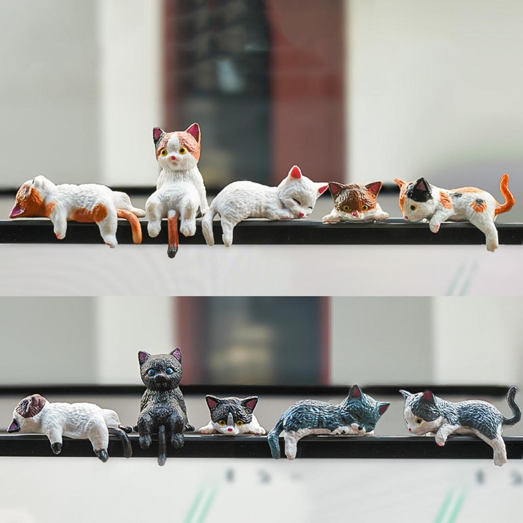 10Pcs Cute Kitten Decoration Creative Sleeping Cat Doll Home Ornaments Toys Cat Car Landscape Decoration Adorable Gifts