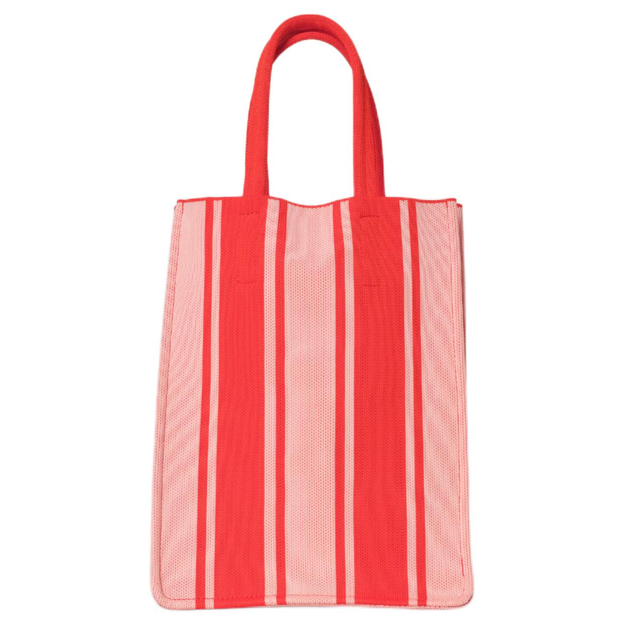 COS Vibrant Durable Striped Knit Tote Bag Women Tote Bags Pink Orange 1282419001 Pink & Orange
