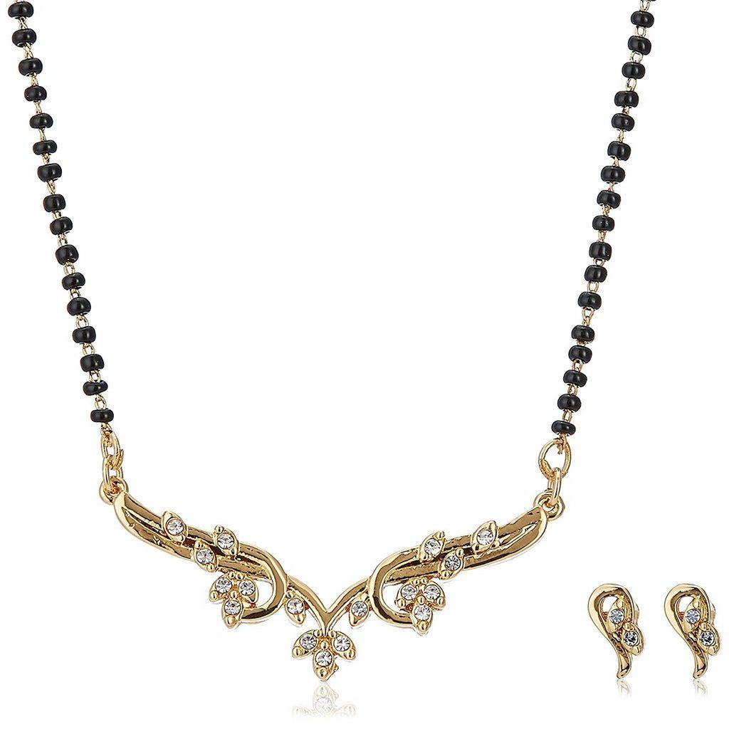 Estele 24k Gold Floral Necklace Set Mangalsutra