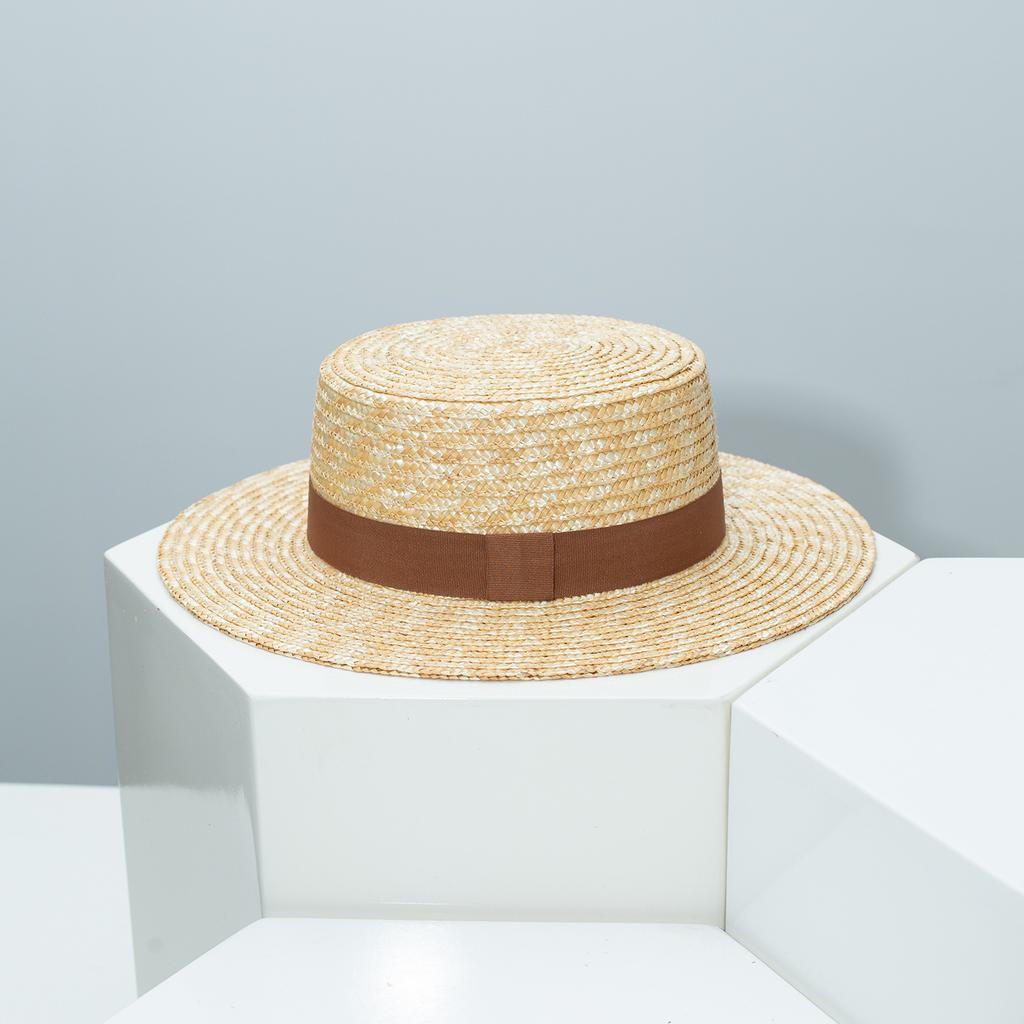 ins summer hat women's hat men caps natural wheat straw flat top hat woman simple flat brim top hat sunscreen vacation beach hat