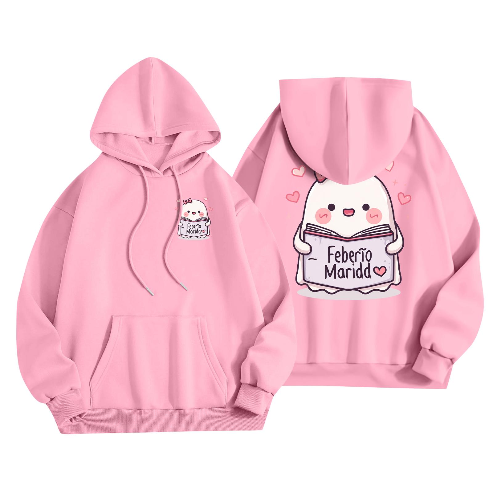 

Детская повседневная модная толстовка с капюшоном и длинными рукавами с принтом на Хэллоуин 150 розовый