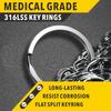 10-30 stuks Roestvrij Staal Sleutelringen Gepolijst Zilver Rond Plat Draad Split Sleutelring voor Sieraden Maken Autosleutelring DIY 25-35mm