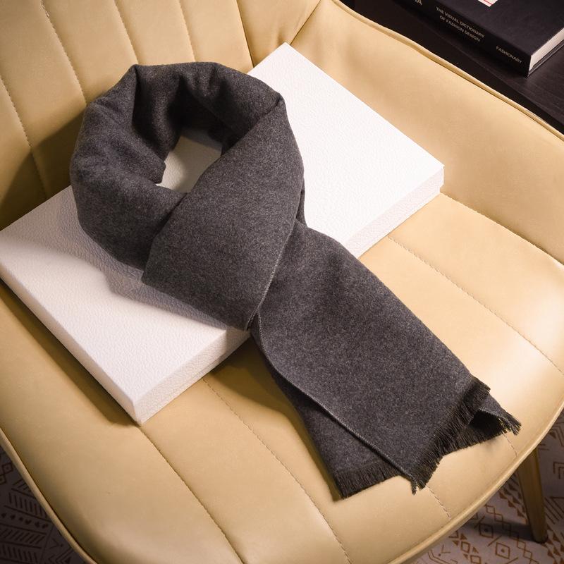 Red wool scarf men's fashion versatile high-end plaid winter dad old man trend scarf
