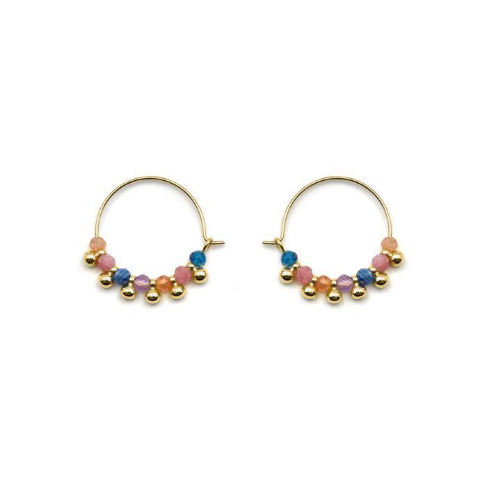 Boucles d'oreilles Luxenter en argent 925 et cristal multicolore finition or 18k - Kapac