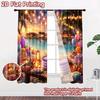 2D flat printing 2pcs Window Treatment Curtains Beach Birthday Party Sunset Digital Printed Polyester Drapes Party Decorations