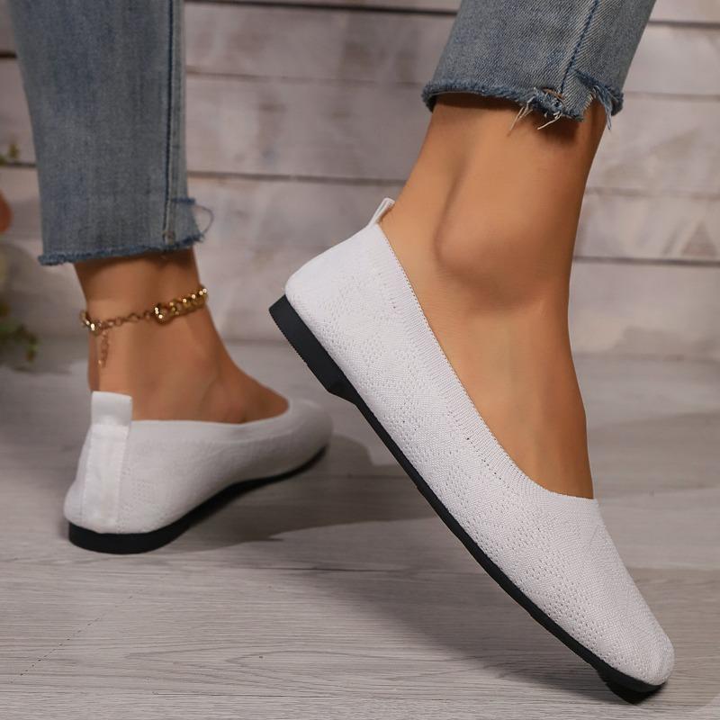 New round head flat bottom lazy single shoes women's flying weaving breathable flat heel shallow mouth