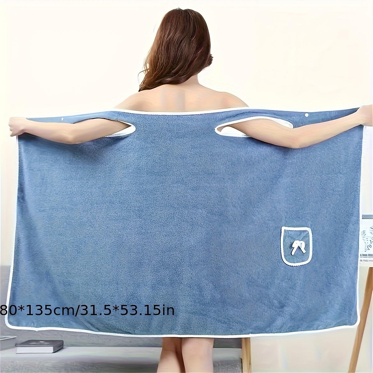 

Coral Fleece Bath Towel with Bow Neck Design - Absorbent, Quick-Dry, Ideal for Adults, No Hair Loss, Perfect for Home and Spa Use, Spa Towel синий