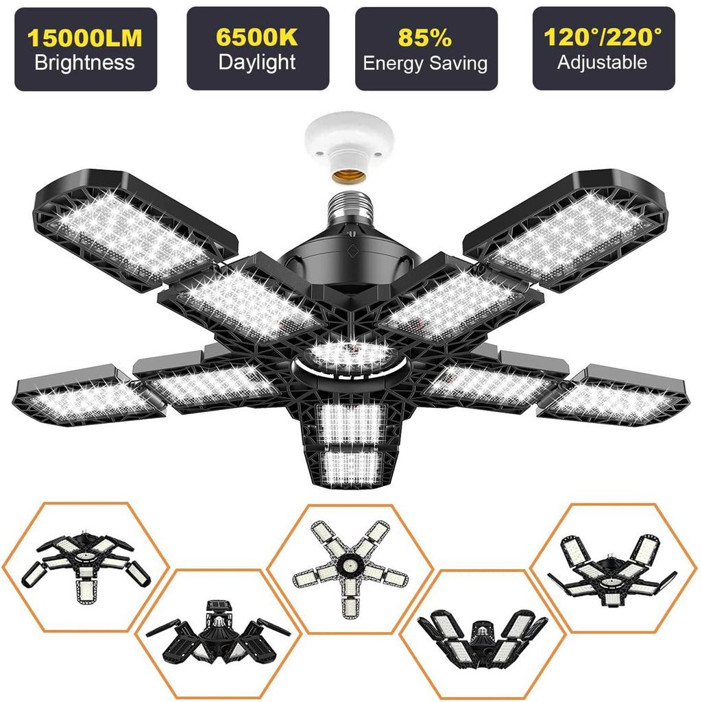15000 lm 150W składane żarówki LED E27 oświetlenie garażowe regulowany wielopanelowy sklep sklepowy lampa sufitowa do oświetlenia magazynu warsztatowego