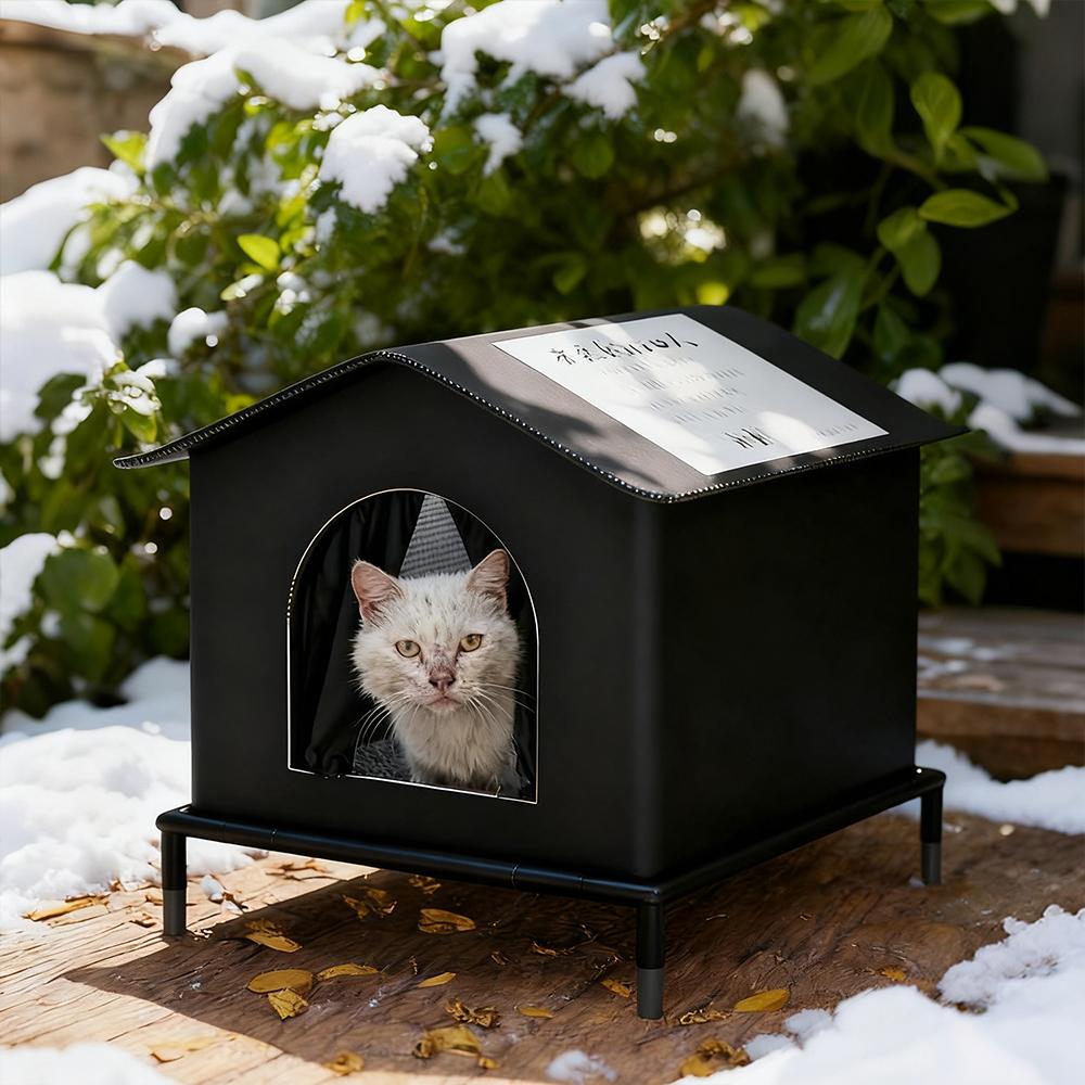 

Cat House for Outdoor Cats Weatherproof and Insulated Feral Cat House with Mat and Canopy Easy to Put Together Cat Shelter S