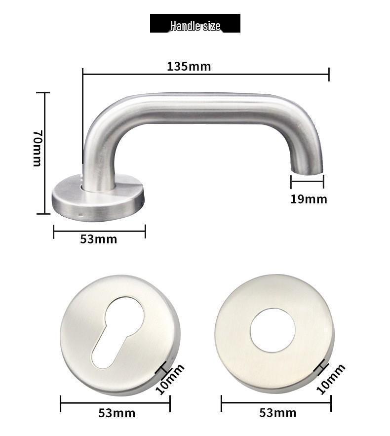 304 Stainless Steel Indoor Fire Door Handle - Double Leaf European Lock Accessory