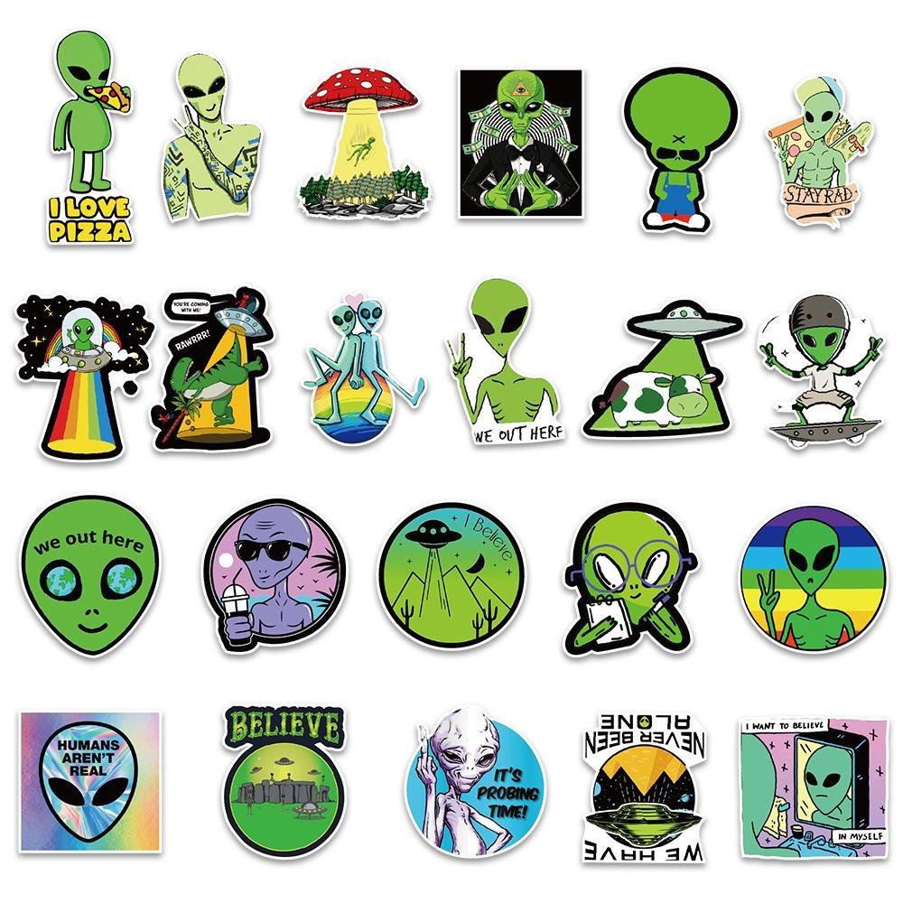 10/50PCS Extraterrestrial Being Stickers Cartoon Graffiti Stickers Water Bottle Laptop Phone Bicycle Luggage Case Skateboard Children Adult Sticker