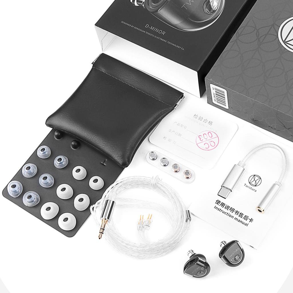 Single Dynamic Earphones Wired Earphones 10mm High Performance Moving Coil Unit Plug Detachable Recable USB Conversion Adapter Included Ear Monitor 3